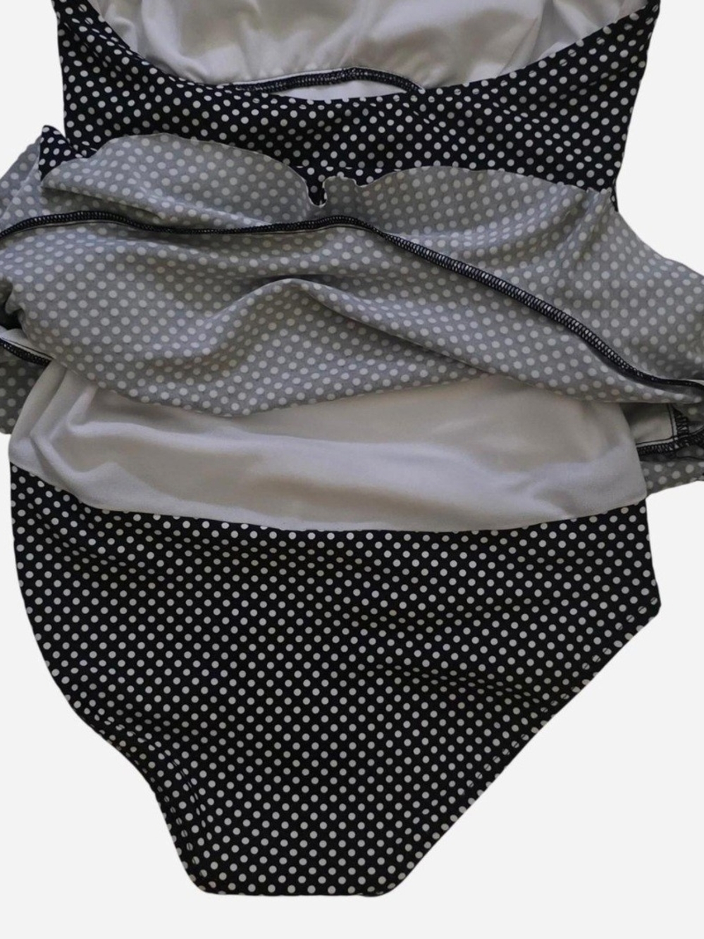 Allen B. By Allen Schwartz Black & White Polka Dot One-Piece Swimsuit Small (6) - Picture 7 of 9